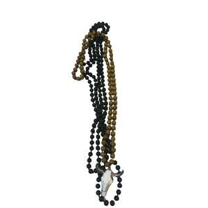 Bill Toro Long Beaded Necklace Black Brown 30 Inch
